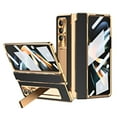 thumbnail image 1 of TECH CIRCLE Galaxy Z Fold 4 Case, Ultra-Thin Luxury PU Leather Hard PC Kickstand Anti-Scratch Shockproof Hinge Protection Case Support Wireless Charging for Samsung Galaxy Z Fold 4 5G, Gold+Black, 1 of 8