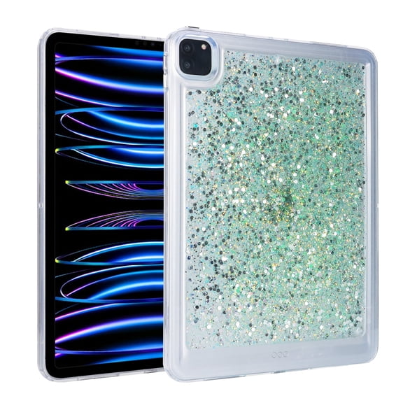 TECH CIRCLE Glitter Case for iPad 11-inch (A16) 2025 and iPad 10.9-inch (10th Generation) 2022 - Durable Soft Silicone Sparkle Cover Slim Thin Lightweight Protective Bling Shimmer Shell Case (Green)