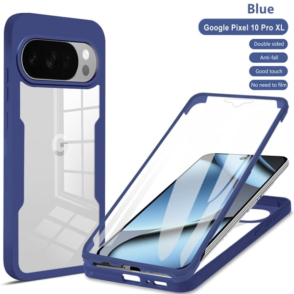 TECH CIRCLE for Google Pixel 10 / 10 Pro PC+TPU Case Built-in Screen Protector 360°Full-Body Clear Military Grade Shockproof Rugged Protective Hard Back Cover,Blue