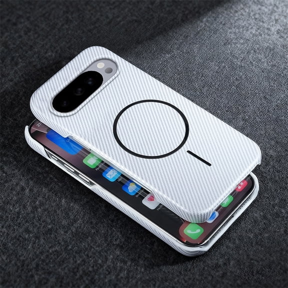 TECH CIRCLE For Google Pixel 10 Pro XL Hard PC Carbon Fiber Case Slim Anti-Scratch, Magnetic, Shockproof, Compatible with MagSafe Wireless Charging, Lightweight,Heat Dissipation,White