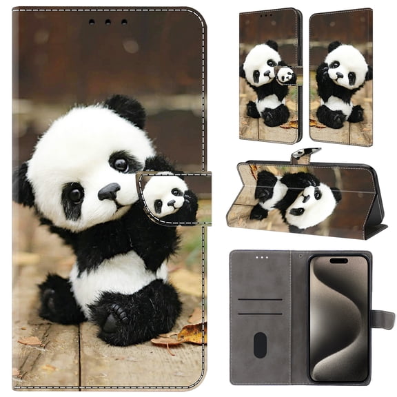 TECH CIRCLE For Google Pixel 6 Pro Case,Premium PU Leather Funny Pattern Flip Wallet Case Cover with Card Slots Kickstand Women Girls Case for Google Pixel 6 Pro 6.7" 2021,Panda