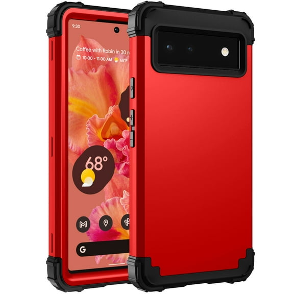 TECH CIRCLE For Google Pixel 7 Case, Dual Layer Slim Heavy Duty Hybrid Rugged Shockproof Anti-Scratch Protective Back Phone Cover for Google Pixel 7 6.3" 2022,Red