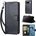 thumbnail image 1 of TECH CIRCLE For Google Pixel 7A Wallet Case,Folio Flip Kickstand Shockproof Protective PU Leather Cover with Card Slot Cash Pocket Carrying Wrist Strap for Google Pixel 7A 6.1" 2023,Black, 1 of 7