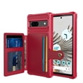 thumbnail image 1 of TECH CIRCLE For Google Pixel 7A Wallet Case, Shockproof Rubber Card Holder Wallet PU Leather Back Phone Case Kickstand Protective Scratch Hybrid Bumper Shell for Google Pixel 7A 6.1",Red, 1 of 5