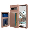 thumbnail image 1 of TECH CIRCLE For Google Pixel 7A Wallet Case, Shockproof Rubber Card Holder Wallet PU Leather Back Phone Case Kickstand Protective Scratch Hybrid Bumper Shell for Google Pixel 7A 6.1", Rosegold, 1 of 5