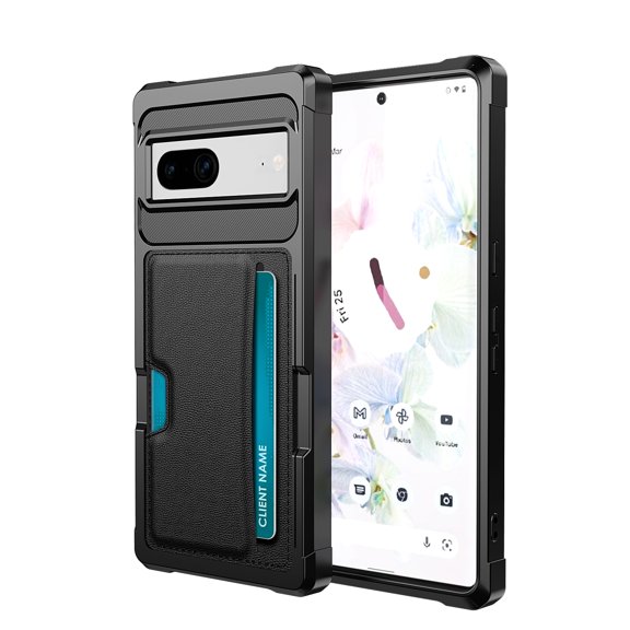 TECH CIRCLE for Google Pixel 8 6.2" 2023 Case, PU Leather Skin Anti-drop PC Backplane Card Slot [Up to 2 Cards] Magnetic Car Mount Hybird Armor Protective Thin Lightweight Cover, Black
