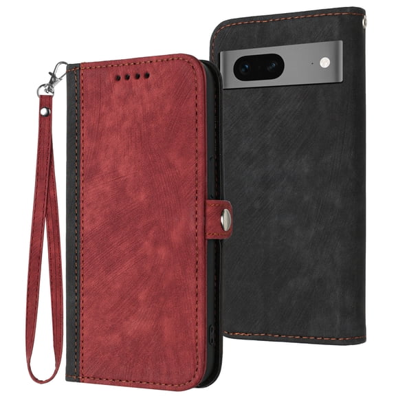 TECH CIRCLE for Google Pixel 8, Google Pixel 8 Case ,Classic Retro PU Leather Shockproof Magnetic Flip Cover Card Holders Wallet Purse Phone Shell,for Men Women,for Google Pixel 8 Slim Case - Red