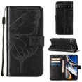 thumbnail image 1 of TECH CIRCLE Google Pixel 8 Case, Magnetic Folio Butterfly Patterned Wallet Case, Premium PU Leather with Wrist Strap Credit Card Holder Slots Kickstand Shockproof Cover For Google Pixel 8,Black, 1 of 5