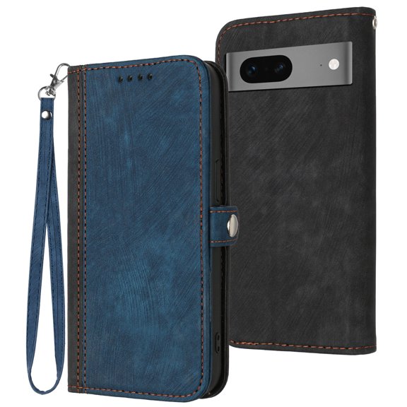 TECH CIRCLE for Google Pixel 8, Google Pixel 8 Case ,Classic Retro PU Leather Shockproof Magnetic Flip Cover Card Holders Wallet Purse Phone Shell,for Men Women,for Google Pixel 8 Slim Case - Blue