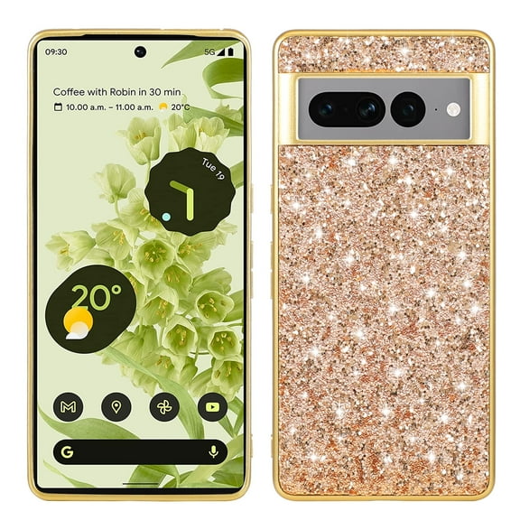 TECH CIRCLE for Google Pixel 8 Phone Case, Glitter Sparkle Bling Shiny Diamond Slim Shockproof Soft TPU Silicone Anti-Slip Protective Case Cover for Women Girls for Google Pixel 8 5G 6.2" 2023,Gold