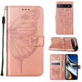thumbnail image 1 of TECH CIRCLE for Google Pixel 8 Pro 2023 Wallet Case, Embossed Butterfly PU Leather Credit Card Holder Slots Full Body Protection Kickstand Flip Folio Shockproof TPU Phone Cover,Rosegold, 1 of 4