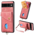 thumbnail image 1 of TECH CIRCLE for Google Pixel 8 Pro Case 2023 6.7", Premium PU Leather Cards Holder Back Cover Detachable Hand Wrist Shockproof Portable Wallet Phone Case Cover for Google Pixel 8 Pro - Pink, 1 of 9