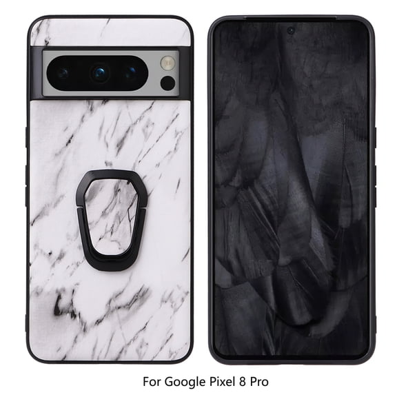 TECH CIRCLE for Google Pixel 8 Pro Case,Durable High-quality Fashionable Luxury Marble Pattern Cover With 360° Ring Kickstand Slim Fit Magnetic Shell for Google Pixel 8 Pro - Marble Gray