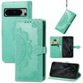thumbnail image 1 of TECH CIRCLE for Google Pixel 8 Pro Case, Embossed Pixel 8 Pro Wallet Case with Wrist Strap, PU Leather Shockproof Folio Case with Magnetic Closure Kickstand Case for Google Pixel 8 Pro,Green, 1 of 5