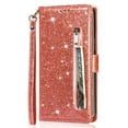 thumbnail image 1 of TECH CIRCLE Google Pixel 8 Pro Glitter Case, Bling Design PU Leather Zipper Pocket Purse Hand Wrist Stand Girly Case for Girls Women Multiple Cards Slots Wallet Case for Google Pixel 8 Pro, Rosegold, 1 of 2