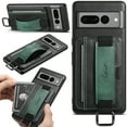thumbnail image 1 of TECH CIRCLE for Google Pixel 8 Pro,Google Pixel 8 Pro Wallet Case Retro Women Men Back Card Slots Phone Cover with Finger Wristband Holders Purse Shell for Google Pixel 8 Pro 6.7" 2023 - Black, 1 of 7