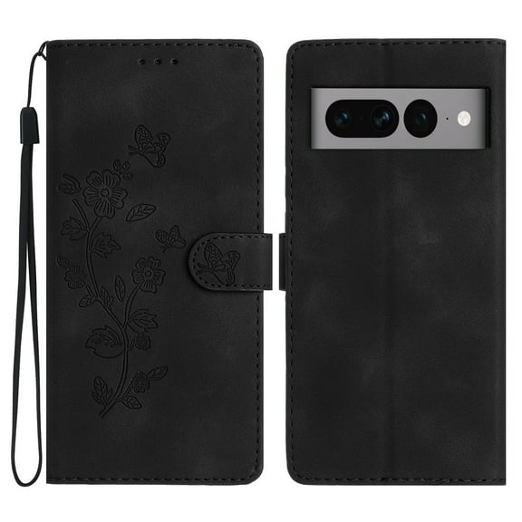TECH CIRCLE for Google Pixel 8 Pro,Google Pixel 8 Pro Wallet Case with Wristband Slim Shockproof PU Leather Embossed Pattern Folding Stand Card Slots for Google Pixel 8 Pro 6.7" 2023,Black