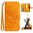 thumbnail image 1 of TECH CIRCLE for Google Pixel 8 Pro Wallet Case with Wrist Strap,Stylish Sunflower Embossed PU Leather Shockproof Protective Magnetic Stand Card Slot Protective Cover for Google Pixel 8 Pro,Yellow, 1 of 10