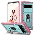 thumbnail image 1 of TECH CIRCLE For Google Pixel 8,Tri-Layer Hybrid Shockproof Protective Case Soft TPU Hard PC Heavy Duty Phone Cover 360 Rotating Ring Stand with Magnetic Car Mount for Google Pixel 8 6.2",Green + Pink, 1 of 11