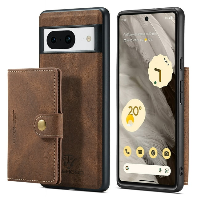 TECH CIRCLE for Google Pixel 8 Wallet Case, 2-IN-1 Detachable PU Leather Card Slots Stand Anti-Scratch Drop Protection Shockproof Cover Support Wireless Charging,for Google Pixel 8 2023 - Brown