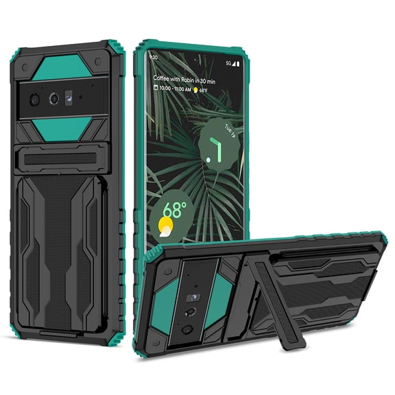 TECH CIRCLE for Google Pixel 8 Wallet Case, with Credit Card Holder Stand Kickstand Slim Rugged Shockproof Heavy Duty Defender Armor Military Grade Protective Case for Google Pixel 8, Darkgreen