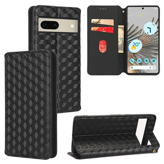 TECH CIRCLE for Google Pixel 8 Wallet Case, Glossy Classic Fashion Shockproof Protective Cover Wear-resistant PU Leather Skin Shockproof Anti-scratch Drop-resistant Case for Google Pixel 8,Black