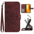 thumbnail image 1 of TECH CIRCLE for Google Pixel 8 Wallet Case with Wrist Strap,Stylish Sunflower Embossed PU Leather Shockproof Protective Magnetic Flip Stand Card Slots Protective Phone Cover for Google Pixel 8,Winered, 1 of 10