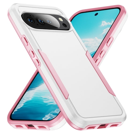 TECH CIRCLE for Google Pixel 8A Rubber Hybrid Case Heavy-Duty Shockproof Drop Protection Anti-Scratch Dual Layer Light Slim Rugged Wireless Charging Support Cover for Women Men,White