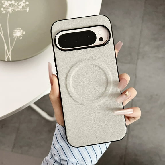 TECH CIRCLE for Google Pixel 9 / 9 Pro Magnetic Premium Leather Case,Compatible with MagSafe, Pure Color Slim Fit Shockproof Phone Cover for Google Pixel 9 / 9 Pro,Gray