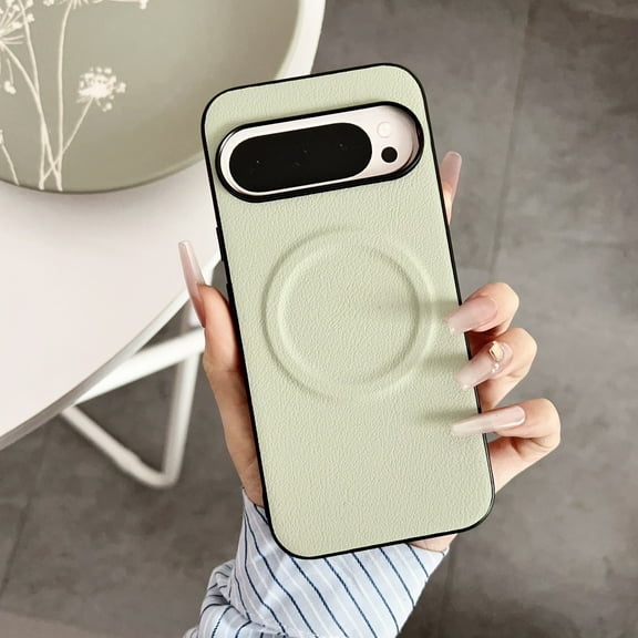 TECH CIRCLE for Google Pixel 9 / 9 Pro Magnetic Premium Leather Case,Compatible with MagSafe, Pure Color Slim Fit Shockproof Phone Cover for Google Pixel 9 / 9 Pro,Green