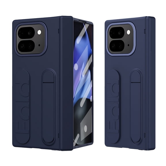 TECH CIRCLE for Google Pixel 9 Pro Fold Hybrid Case with Wrist Strap, All-Inclusive Hand Strap Case with Kickstand Hinge Protection Screen Protector Full Body Shockproof Protective Cover,Blue