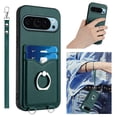 thumbnail image 1 of TECH CIRCLE for Google Pixel 9 Pro XL Case 6.8" (2024), PU Leather Phone Case with Credit Card Holder & Ring Holder Kickstand & Wrist Strap Lanyard, Slim Thin Lightweight Wallet Cover for Women, Green, 1 of 7