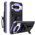 thumbnail image 1 of TECH CIRCLE for Google Pixel 9 Pro XL Case, Heavy Duty Holster with Belt Clip Kickstand Rugged Shockproof Protective Case Non-Slip Dual Layer Dropproof Hybrid Silicone Cover,Purple, 1 of 8