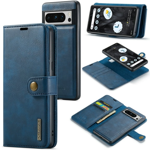 TECH CIRCLE for Google Pixel 9 Pro XL Case, PU Leather Detachable Vintage Wallet Flip Magnetic Closure Drop Protective Slim Card Holder Phone Cover for Google Pixel 9 Pro XL 6.8" 2024,Blue