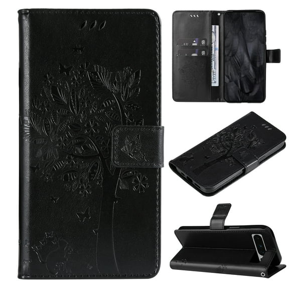 TECH CIRCLE for Google Pixel 9 Pro XL Wallet Case, Tree Embossed PU Leather Flip Folio Kickstand Card Holder Magnetic Wrist Strap Protective Case for Google Pixel 9 Pro XL 6.8" 2024,Black