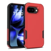 TECH CIRCLE for Google Pixel 9A PC+TPU Case,Support Magnetic Car Mount Heavy Duty Dual-Layer Rugged Durable Military Grade Heavy Duty Protection Shockproof/Drop Proof Cover,Red