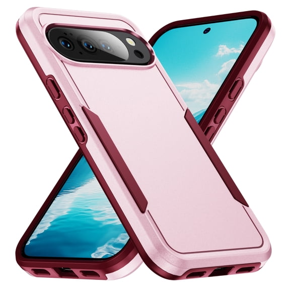 TECH CIRCLE for Google Pixel 9A Rubber Hybrid Case Heavy-Duty Shockproof Drop Protection Anti-Scratch Dual Layer Light Slim Rugged Wireless Charging Support Cover for Women Men,Pink