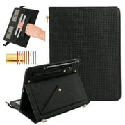 TECH CIRCLE Handbag Case for Galaxy Tab S10 Plus/S9 Plus/S7 FE/S8 Plus/S7 Plus 12.4,Folio Stand PU Leather Crossbody Shoulder Hand Strap Card Slots Pencil Holder Magnetic Envelope Wallet Cover,Black