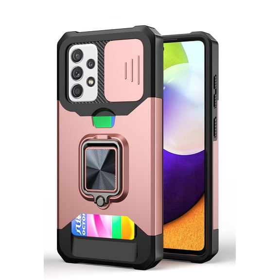 TECH CIRCLE Hard Case for Samsung Galaxy Note 20 Ultra (6.9") - Sliding Cover for Camera, Silicone/Plastic Protective Composite Case, Drop Proof Rugged Cover with Kickstand /Card Holder (Rosegold)