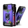 thumbnail image 1 of TECH CIRCLE Hard Phone Case for Samsung Galaxy A12 5G (6.5 Inch) - Sliding Cover for Camera, Silicone/Plastic Protective Composite Case, Drop Proof Rugged Cover with Kickstand /Card Holder (Purple), 1 of 1
