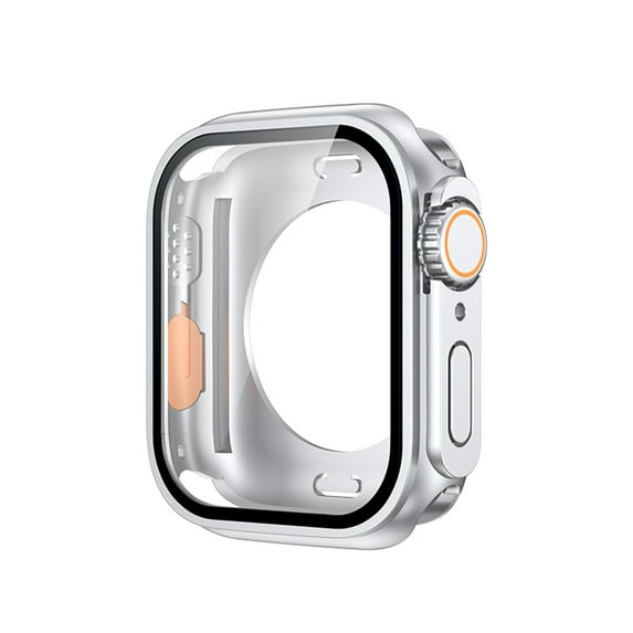 TECH CIRCLE Hard Plastic Shell Smartwatch Case for Apple Watch Series 9/8/7 (41mm), Lightweight Protective Watch Case with Tempered Glass Screen Protector, Slim Bumper Cover, Silver