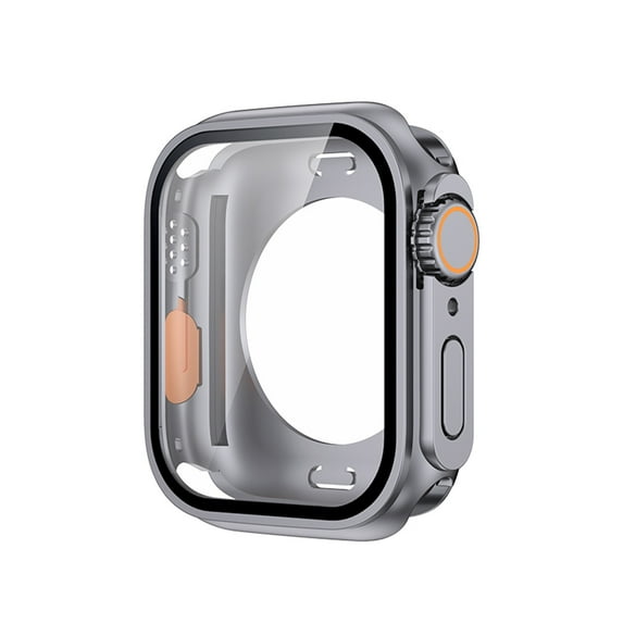 TECH CIRCLE Hard Plastic Shell Smartwatch Case for Apple Watch Series 9/8/7 (45mm), Lightweight Protective Watch Case with Tempered Glass Screen Protector, Slim Bumper Cover, Gray