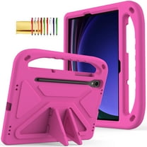 TECH CIRCLE Kids Case for Galaxy Tab S9 FE Plus/S9 Plus/S8 Plus/S7 FE/S7 Plus 5G Case 12.4", Lightweight Shockproof Rugged Protective Handle Stand Kids Friendly EVA Case with S Pen Holder,Rose