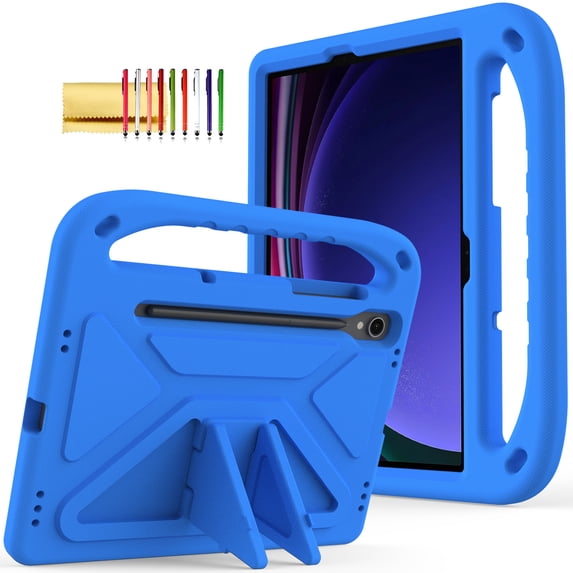 TECH CIRCLE Kids Case for Galaxy Tab S9 FE Plus/S9 Plus/S8 Plus/S7 FE/S7 Plus 5G Case 12.4", Lightweight Shockproof Rugged Protective Handle Stand Kids Friendly EVA Case with S Pen Holder,Blue