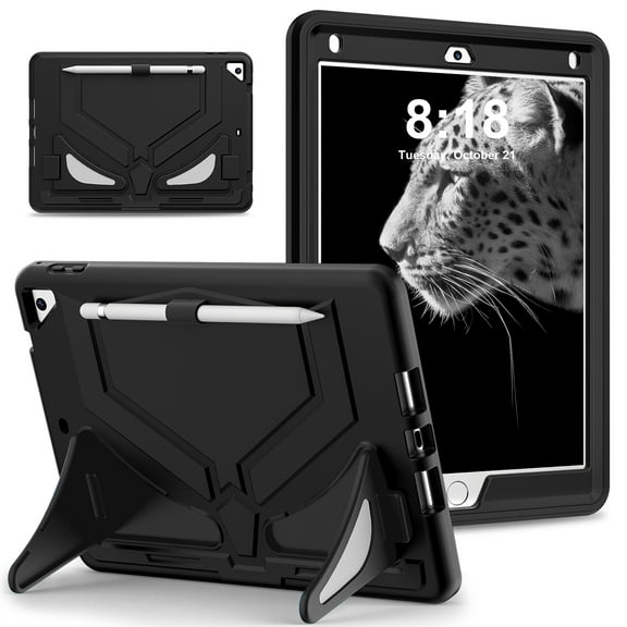 TECH CIRCLE Kids Case for iPad 9.7 2018/2017/iPad Air 2/Pro 9.7 with Pencil Holder,Shockproof Portable Handle Stand Protective Kids Case for iPad 9.7 Inch 6th Gen/5th Gen/Air 2/Pro 9.7",Black