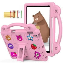 TECH CIRCLE Kids Case for iPad 9.7 Inch 6th/5th Gen 2018/2017 & iPad Air 2/1 & iPad Pro 9.7,Panda Shockproof Rugged Lightweight Pencil Holder Convertible Handles Stand Kids Friendly Case,Pink