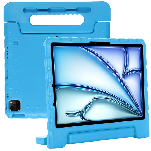 TECH CIRCLE Kids Case for iPad Air 13 inch M2 2024,iPad Pro 13" Case 2024,Lightweight Shockproof Rugged EVA Kids Friendly Handle Kickstand Child Proof Protective Kids Case with Pencil Holder,Blue