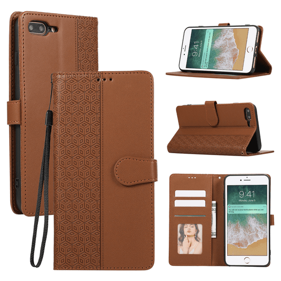 TECH CIRCLE Leather Case for Google Pixel 7A (6.1") 2023 - Lightweight Folio Functional Phone Case with Stand/Card Slots/Wrist Strap, Protective Slim Cover, Brown