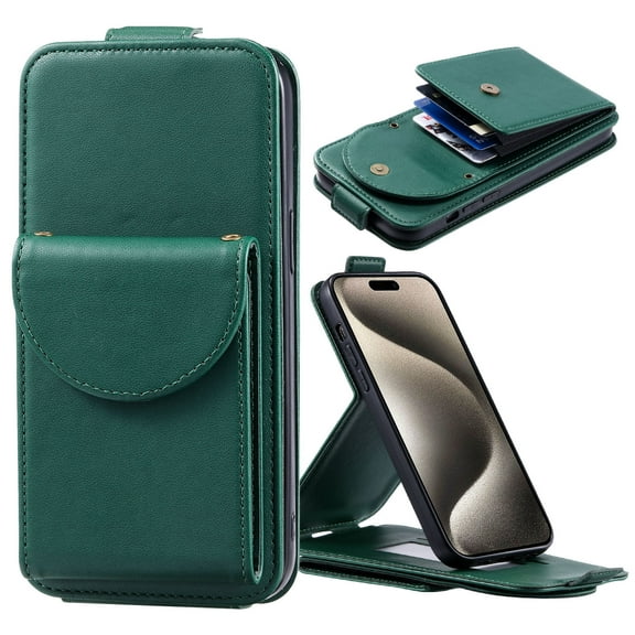 TECH CIRCLE For MOTO G PLAY 4G 2024 Wallet Case with Card Holder,PU Leather Flip Kickstand Magnetic Clasp Durable Shockproof Protective Phone Case for Motorola MOTO G PLAY 4G 2024 6.5",Green