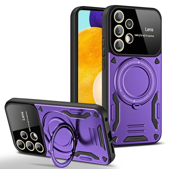 TECH CIRCLE Magnetic Case For Galaxy A32 5G,360°Rotate Magnetic Ring Stand Case with Mag-Safe Rugged Shockproof Protective Anti-Drop Cover for Samsung Galaxy A32 5G 6.5" 2021,Purple